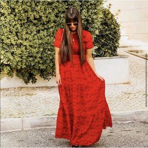 Zara Red Floral Maxi Dress Bloggers Favori…